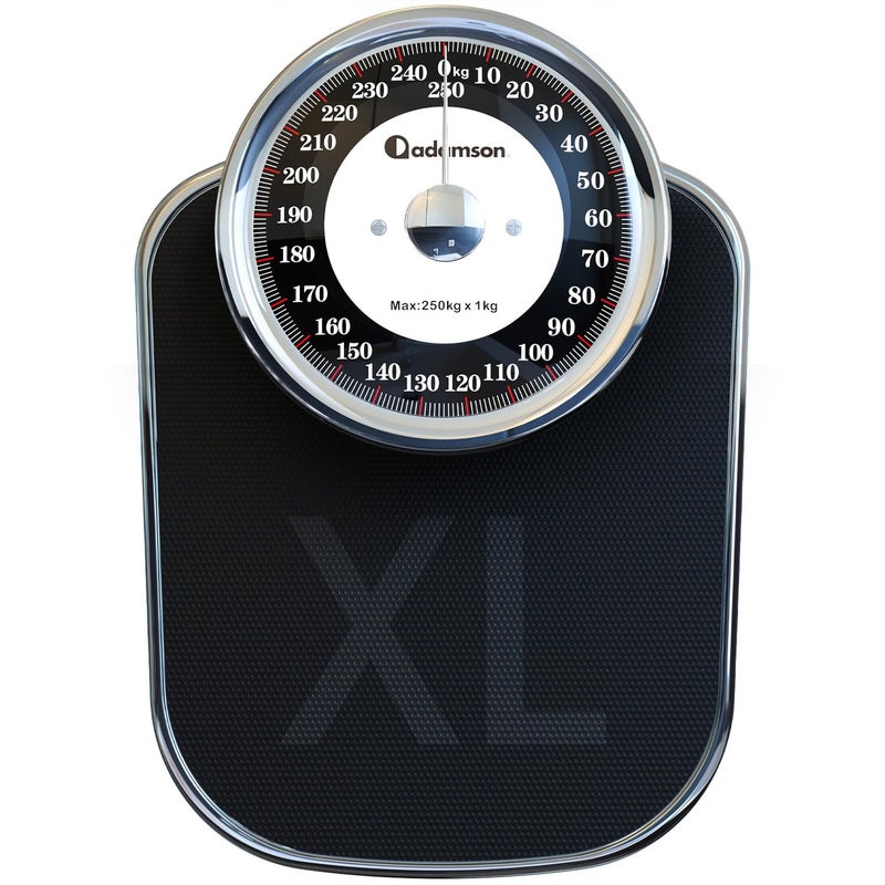 Adamson A28 Bathroom Scales - Up to 250 kg, Heavy Weight, Anti-Skid Rubber Surface, Extra Large Numbers - High Precision Weighing Scales for Body Weight - Durable with 20-Year Assurance - New